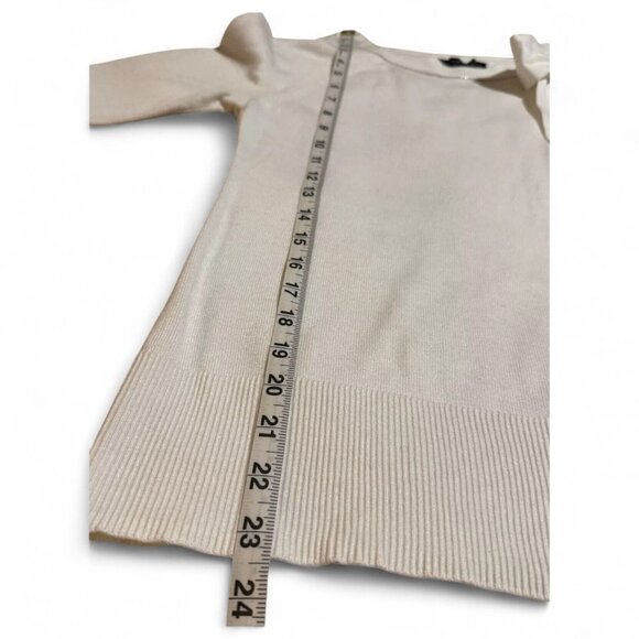 White House Black Market Womens Ivory Wool Blend Bow Neck Sweater Size S - Picture 4 of 5